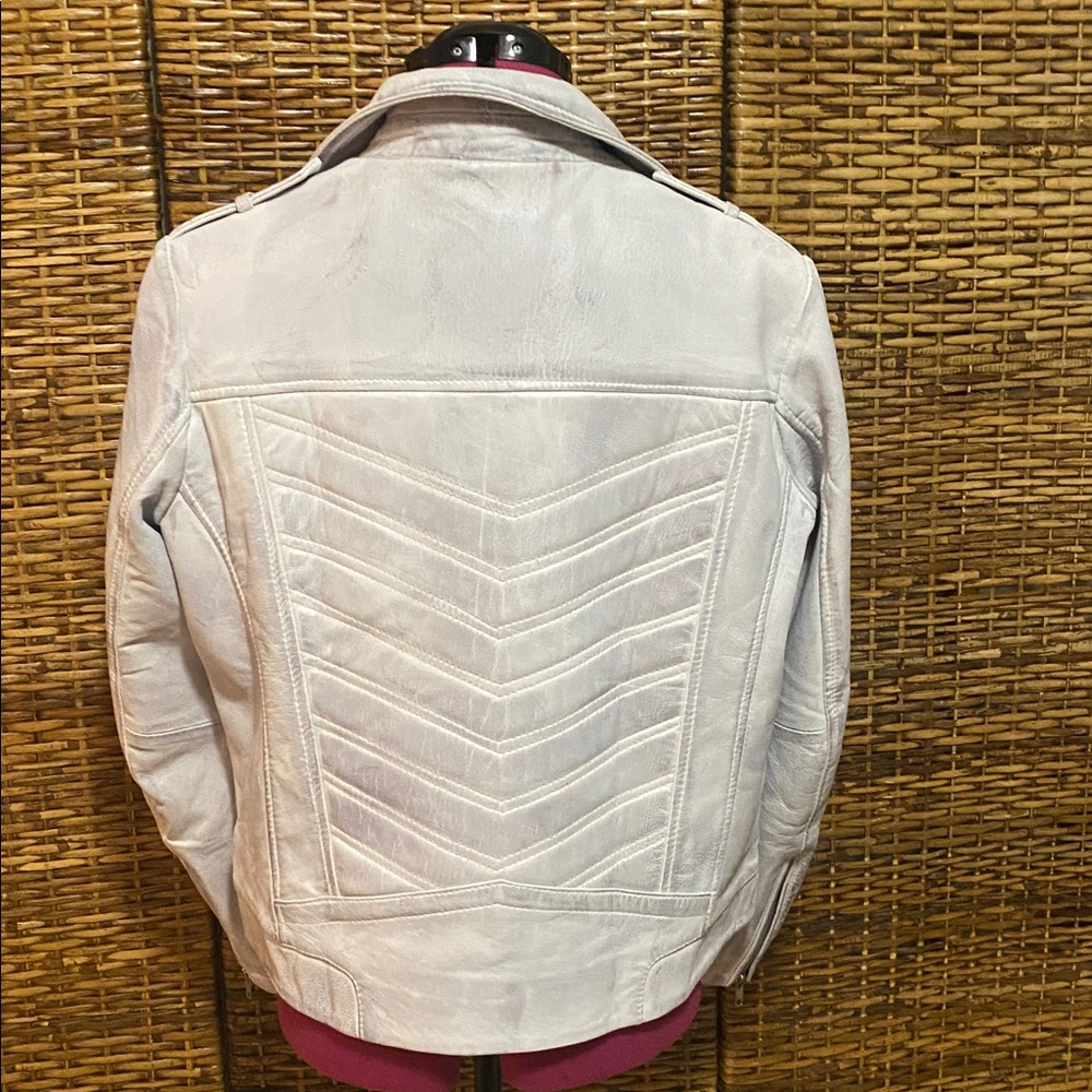 EUC Jild New Leather Inn white gray motorcycle biker jacket soft 100% leather XL - Picture 8 of 15